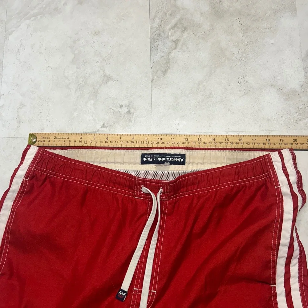 Abercrombie & Fitch Swim Trunks Red Cargo Board Shorts Mens 40 Vintage Y2K